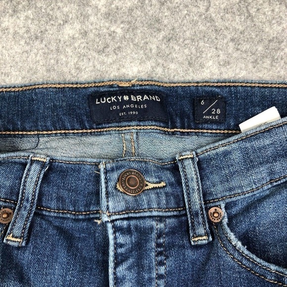 Lucky Brand Skinny Jeans Womens 6/28 Ava Mid Rise Ankle Distressed Stretchy Blue - Picture 6 of 12